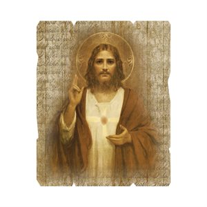 Plaque Sacré-Coeur-Jésus, épais. 8mm, 19 x 24 cm