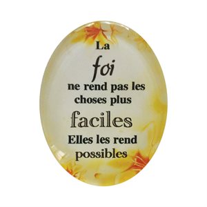 Aimant en verre, «Possible», f. ovale, 6,4 x 4,7 cm, Françai