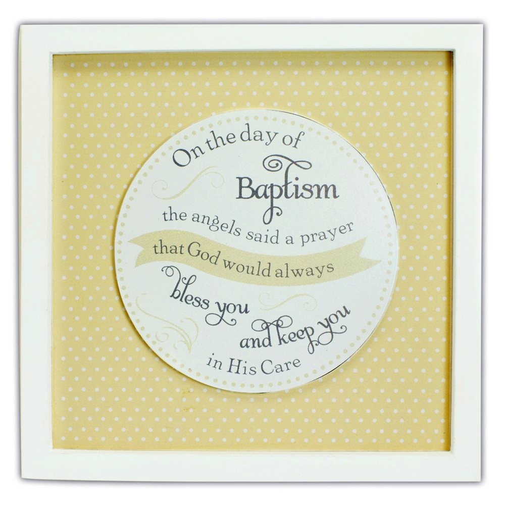 Cadre " On the day baptism", bois, 20 x 20 cm, Anglais