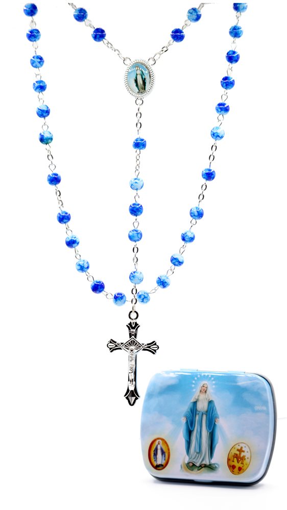 Rosary, Immaculate, Ruby, Metal Box