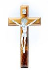 Crucifix en bois St Benoit 9 x 17 cm, corpus en métal arg.