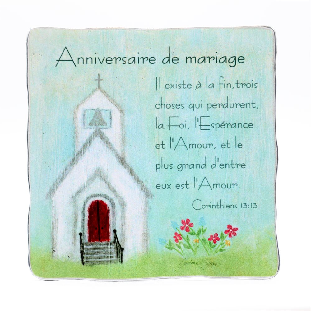 Cadre anniversaire de mariage, zinc alum. Poli main, Fra.