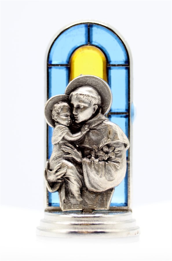 Statuette arg. plaqué et nickelé, St-Antoine, 4 cm