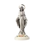 'Immacul.'' Silv. Statue, White Rose Décor., 4.3"