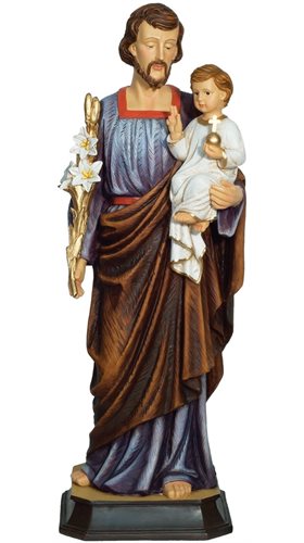 Statue Saint Joseph, résine, 20,3 cm