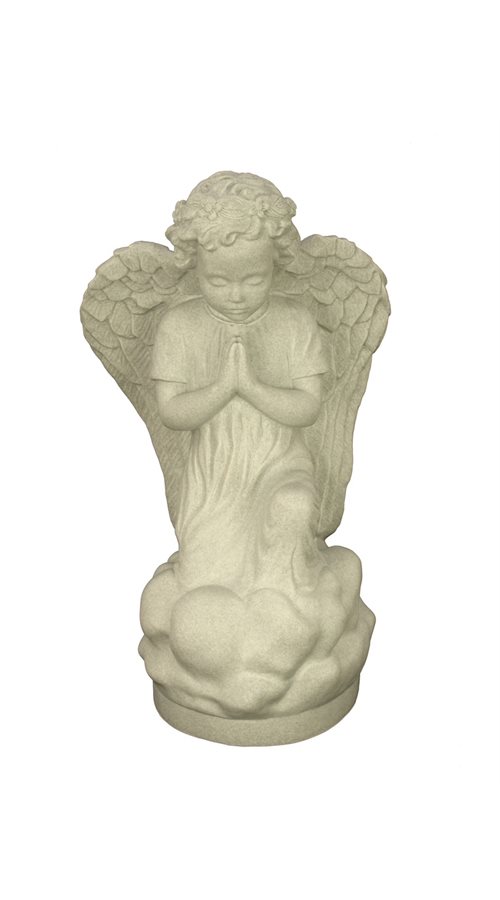 Statue Ange agenouillé, vinyle, fini blanc, 40,6 cm
