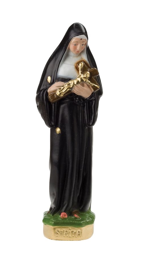 Statue Sainte Rita, plâtre coloré, 20,3 cm