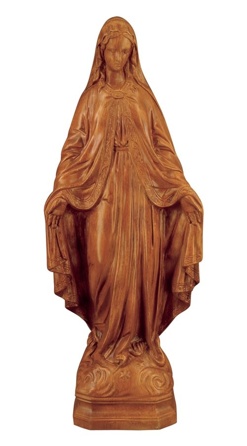 Statue Sainte Vierge. ext., vinyle imit. bois, 61 cm