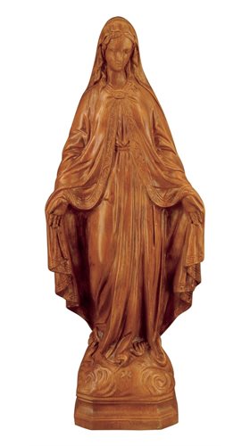 Statue Sainte Vierge. ext., vinyle imit. bois, 61 cm