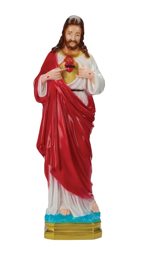 Statue Sacré-Coeur Jésus pr ext., vinyle coloré, 61 cm