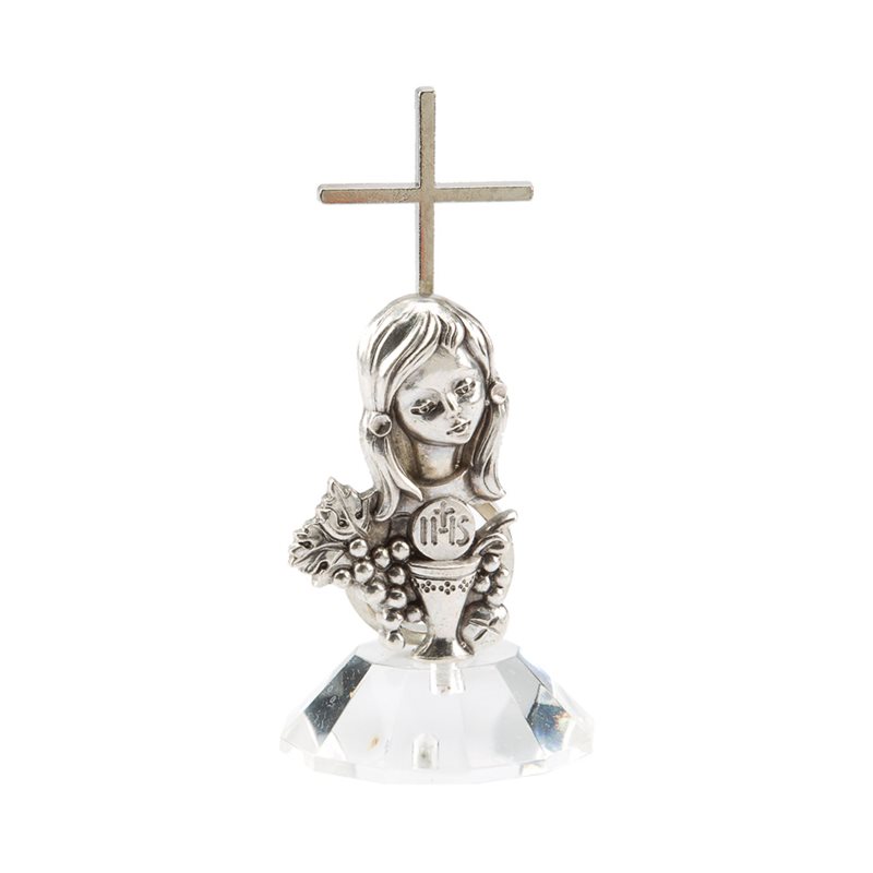 Statuette 1ère Communion pour fille, 4,4 sur 9,5 cm