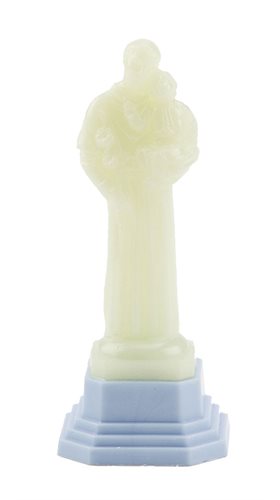 Statue lumineuse Saint Antoine, plastique blanc, 5 cm