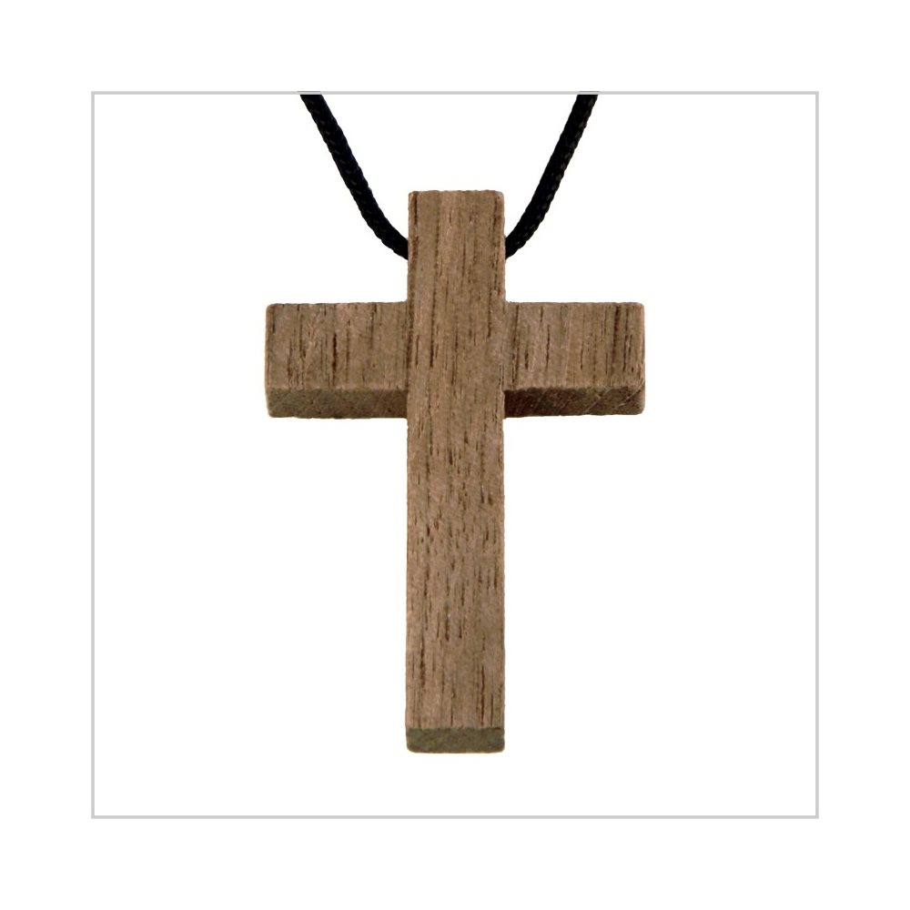 Natural Walnut Wood Cross and Rope, 1.5" (3.8 cm)