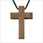 Pendentif croix & corde en noyer naturel, 1.5" (3.8 cm)