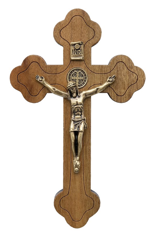 Saint Benedict Crucifix, 4 3 / 4'', gold corpus