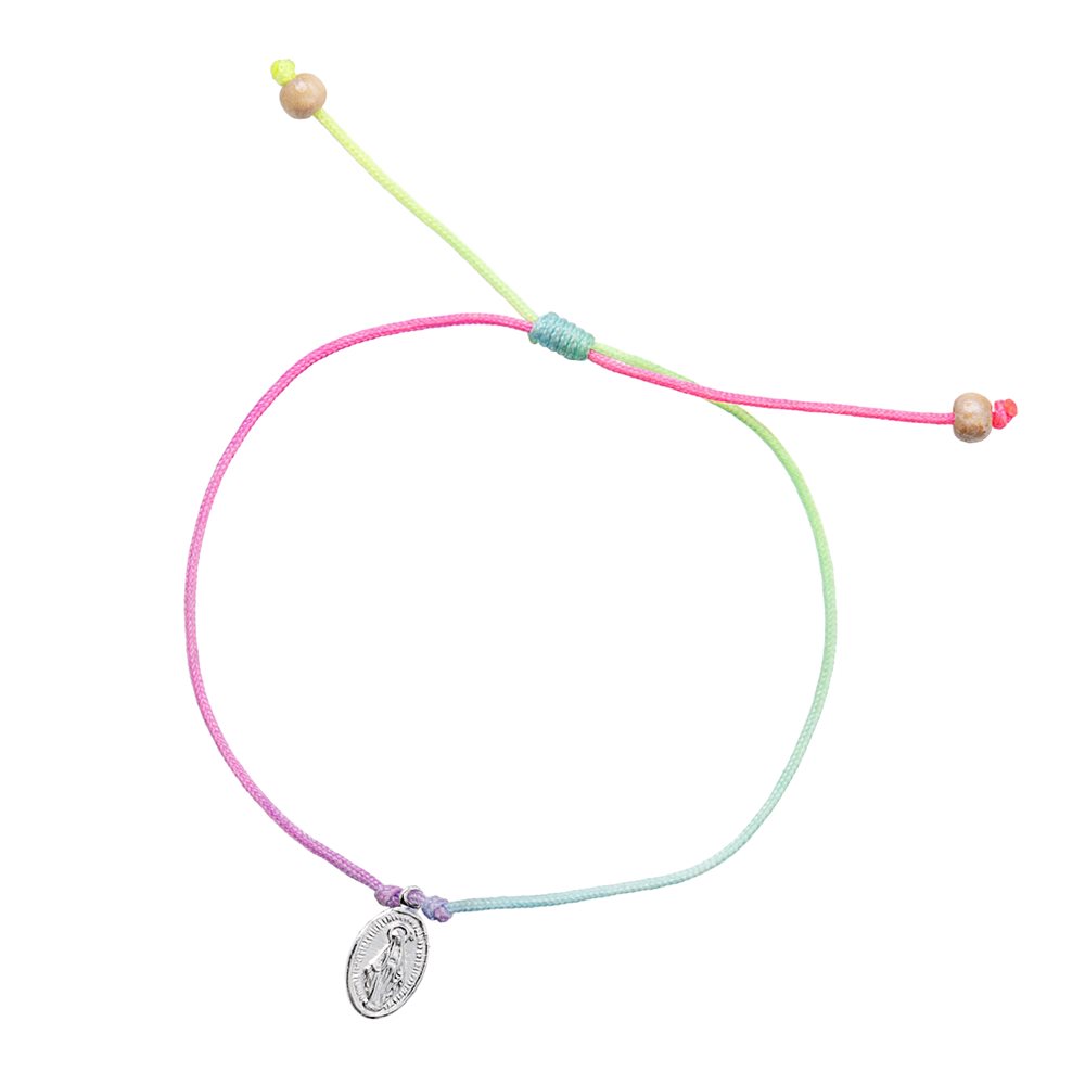 Colored bracelet for kids with miraculous medal