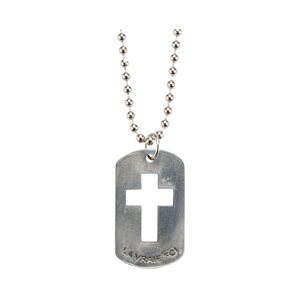 Silver Cross Pendant & Beads Chain, 18", French