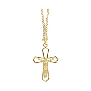 Boxed Golden-Plated Pendant & Cross, 18"