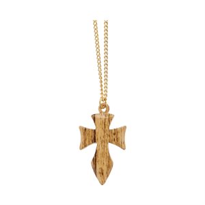 G-P Pendant, Wooden-Look Metal Cross, 10"