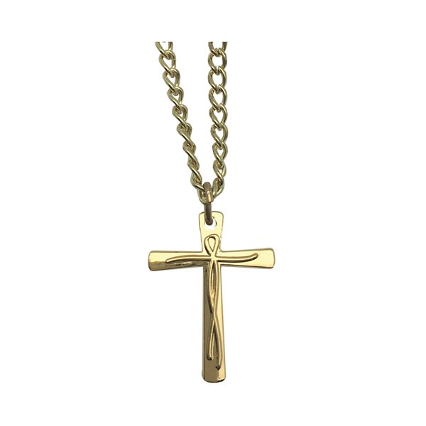 Boxed G-F Cross Pendant & Chain, 18"