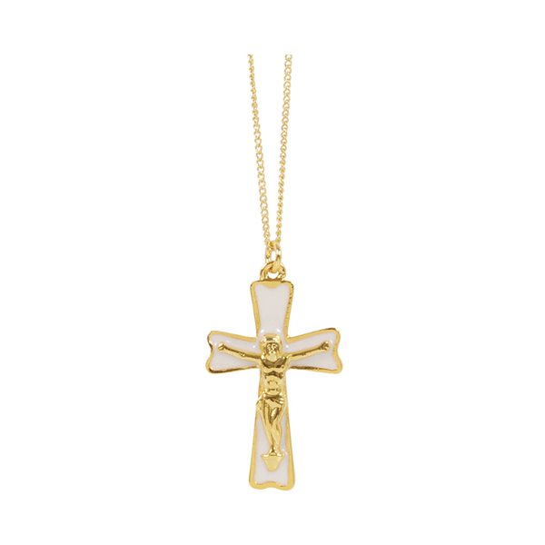 Boxed Pearl Crucifix, G-F Chain & Corpus, 18"