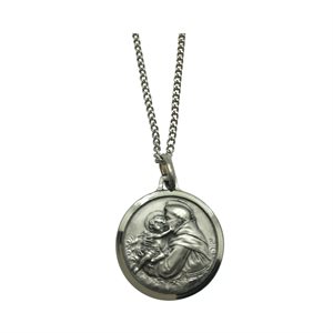 Boîte médaille «Saint Antoine» argent, chaîne, 46 cm