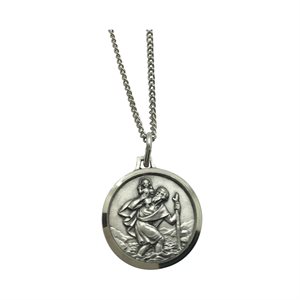 Boîte médaille «Saint Christophe» argent, chaîne, 46 cm