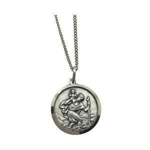 Boxed "St. Christopher" Silv. Medal w / Chain, 18"