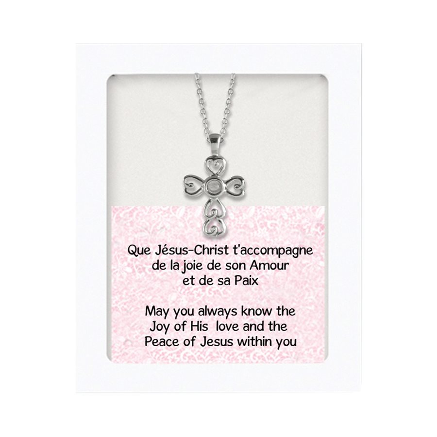 Sil. Cross pend "The Lord's prayer" 13" chain E