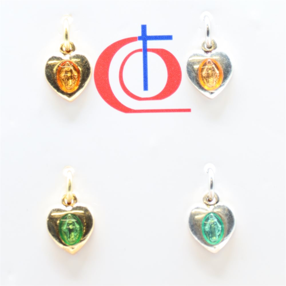 Médaille Miraculeuse coeur 7 mm (couleurs variées) / un Médaille Miraculeuse coeur 7 mm (couleurs variées) / un