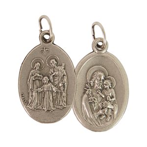 Médaille Saint Joseph et Sainte Famille, métal oxydé / un