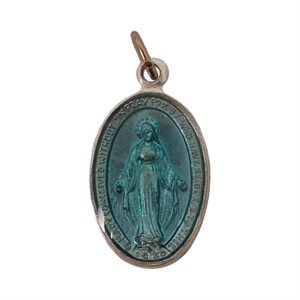 Blue-Enamelled Alum. Miraculous Medal, 0.87" / ea