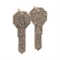 Key Ring, Oxidized Key-Shaped Medal, 4 Subjects  /  ea
