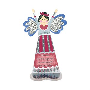 Figurine d'ange, base en coeur, «Amis», 12,7 cm, Français