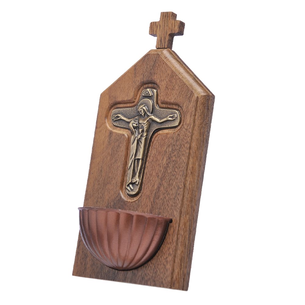 Wood Holy Water Fonts, 8,7 x 17,2 cm, Cross