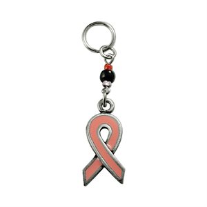 Breloque Porte-clés « Cancer du sein », rose et arg. / un