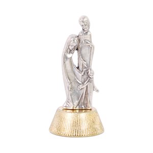 Statuette Sainte Famille pour auto, arg. et dorée, 5 cm