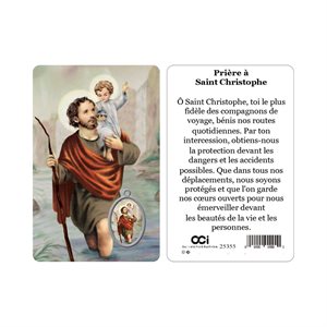 Image plast. & médaille «Saint Christophe», 8,4 cm, Français