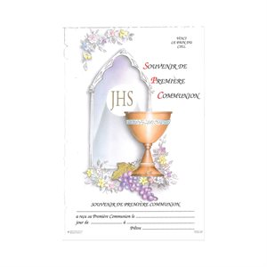 Certificat 1ère communion 7" x 10.25" (18 x 26 cm), Français