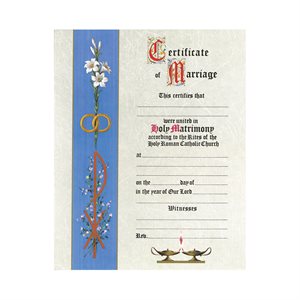 Certificat mariage, couleur, 20x25,5 cm, Anglais / un