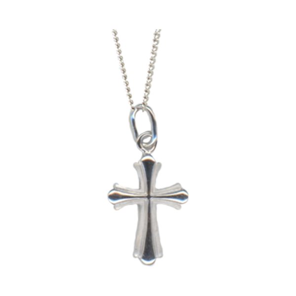 Pendentif argent .925, croix double, chaine plaquée, 46 cm