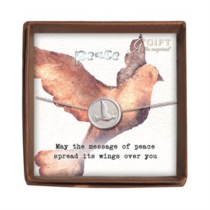 Pendentif en argent, message d'inspiration «Paix», 38 cm, bi