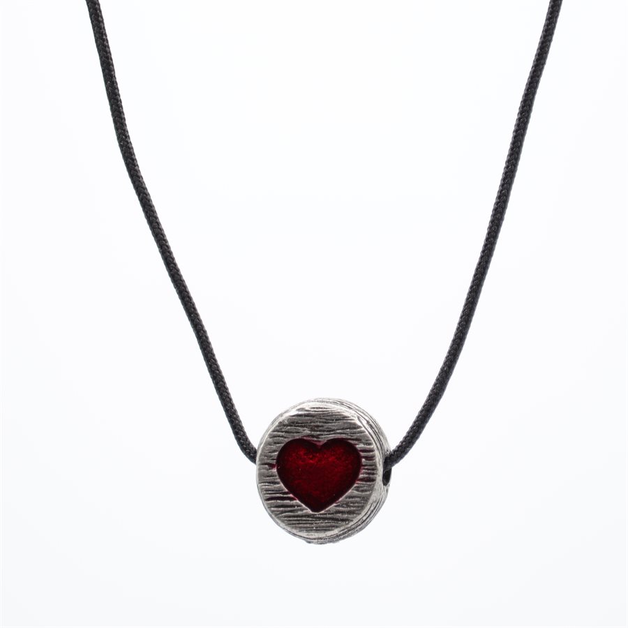 Collier en cuir 20'' ajustable, Coeur rouge