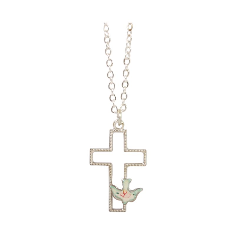 Pendentif « Confirmation » arg., colombe blanc, 46 cm