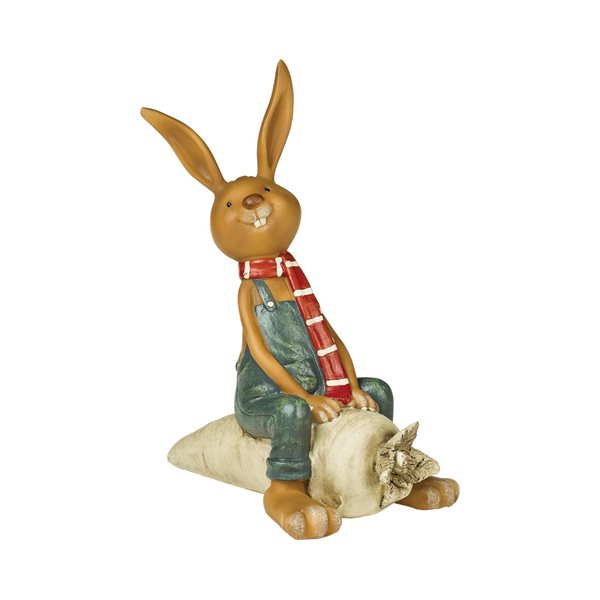 Lapin brun et rouge, résine, 12,7 x 15,2 cm