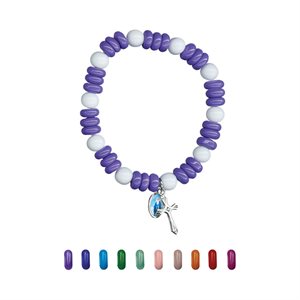 Elastic bracelet, glass beads, assorted colours