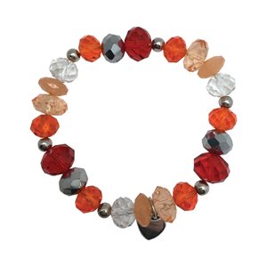 Bracelet «Mère», crist. rouge et orange, brel. coeur, Biling