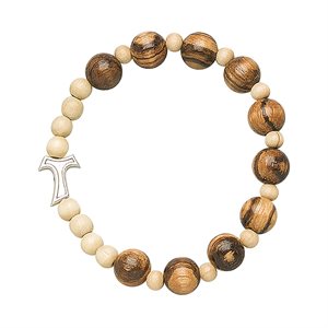 Bracelet de bois élastique, croix Tao