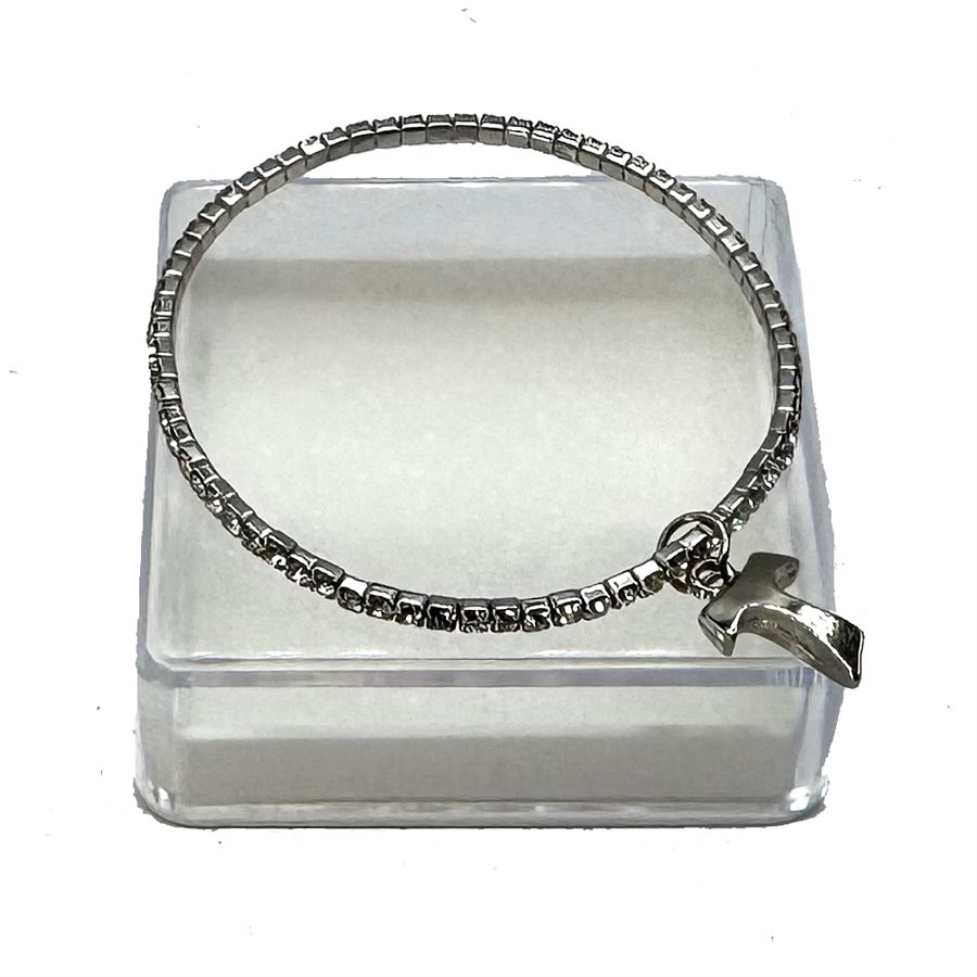 Silver bracelet with rhinestones