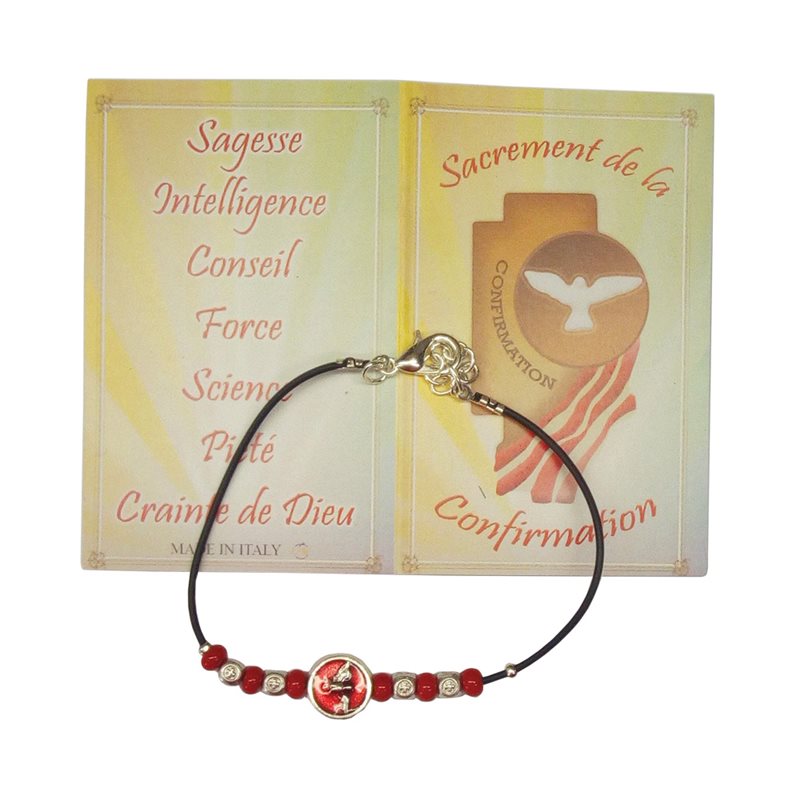 Bracelet de Confirmation, corde noire, Bilingue